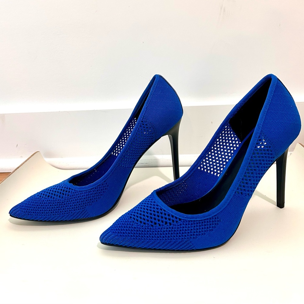 Stylish Mesh Royal Blue Stiletto Heels